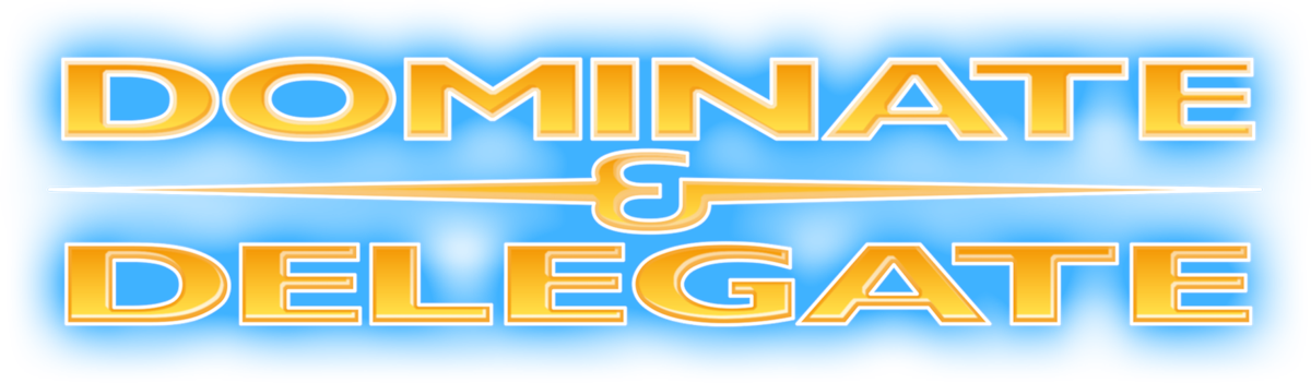 Logo Dominate & Delegate Gelb Blau mit Transparentem Hintergrund