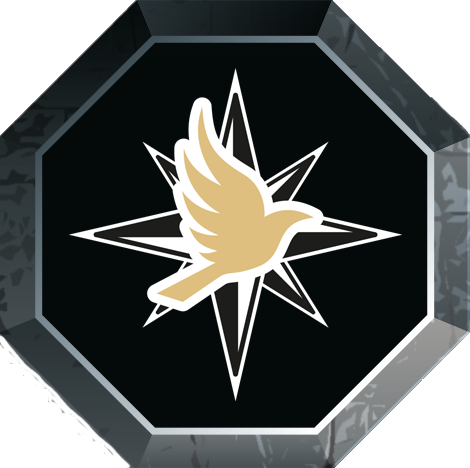 E.F.A. Logo mit einer Kompassrose und einer beigen Taube