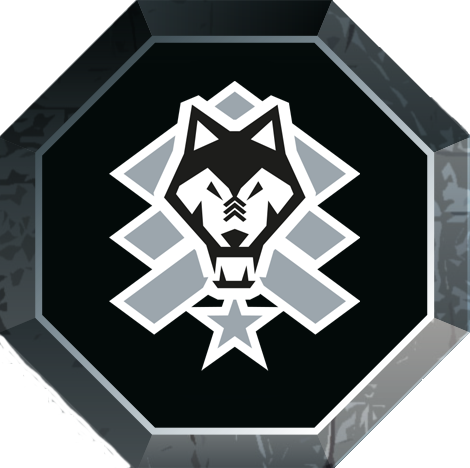 E.S.T. Logo mit einem stilisierten Wolfskopf in hellgrau